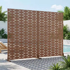 MAYEERTY Brick 01 bruine scheidingswand van gegalvaniseerd staal, 72x47x16, privacy-scherm met 6 panelen, dubbelzijdig en roestbestendig