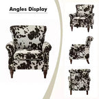 Fauteuil traditionnel Araceli en bois, rembourré à motif floral, avec dossier à oreilles et bordure cloutée| ART OF LIVING DESIGNS