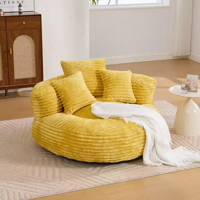 Canapé pouf pour adultes et enfants, fauteuil pouf surdimensionné en velours côtelé avec 3 coussins et accoudoir pour salon ou chambre
