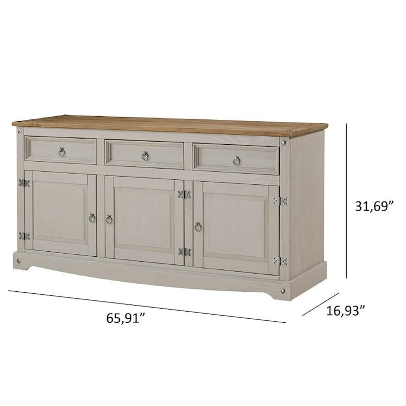 Buffet bahut en bois de 65 pouces, style ferme – Collection Corona