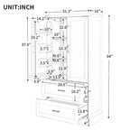 Armoire haute de rangement pour salle de bains, avec deux portes et tiroirs, étagère réglable, panneau MDF
