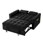 Loveseat-Schlafsofa 4-in-1 mit Armlehnen und Aufbewahrungstaschen, multifunktionales getuftetes Ausziehsofa mit verstellbarer Rückenlehne