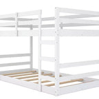 Lit superposé bas, lit superposé en bois au ras du sol avec échelle, lit superposé avec barrières de sécurité complètes