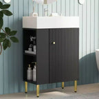 Meuble-lavabo de salle de bains blanc de 21,6, ensemble meuble, meuble de rangement de salle de bains, lavabo simple en céramique, rangement à gauche