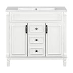 Meuble-lavabo moderne de salle de bains de 36 po avec vasque sur plan, armoire à miroir, 2 portes et 2 tiroirs