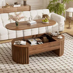 Table basse relevable ovale marron de 47,2 po avec compartiment caché
