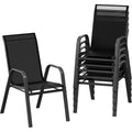 Chaises de patio, ensemble de 4 ou 6 chaises de salle à manger d’extérieur empilables, légères et résistantes à toutes les intempéries, en textilène, avec accoudoirs, pour jardin et terrasse de piscine
