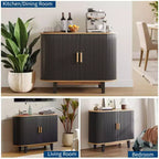 Geribbeld dressoir van 40 inch, opbergkast met schuifdeur en verstelbare plank, moderne credenza-opbergkast, bartafel met roldeur