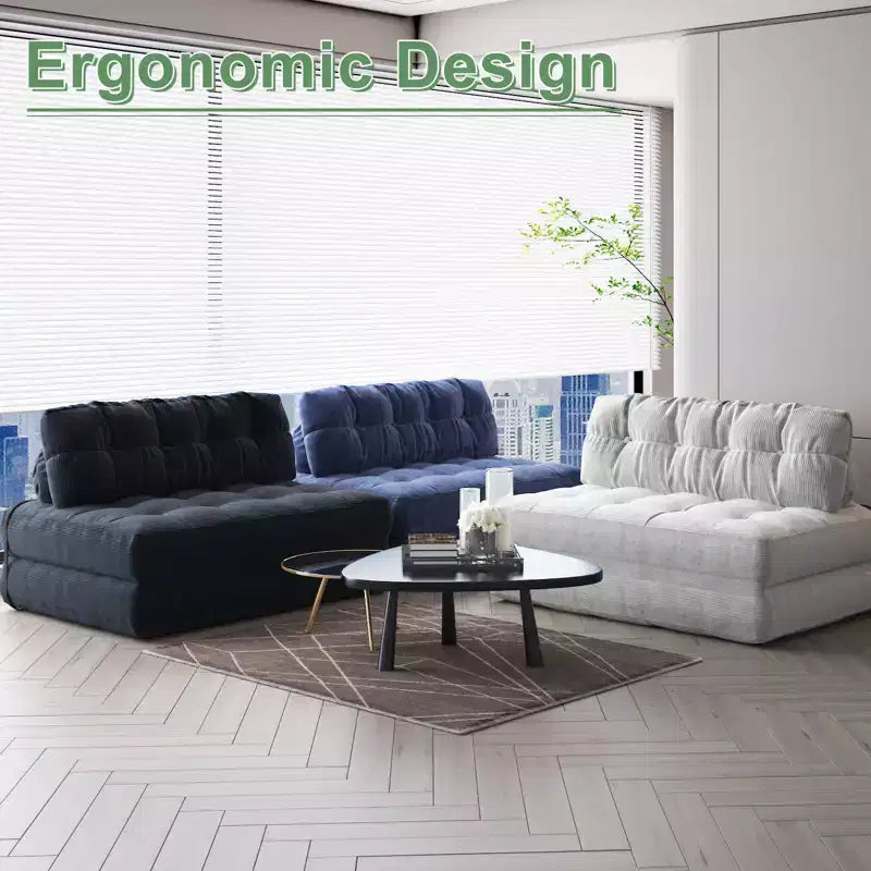 Full Corduroy Folding Sofa Bed Futon, Floor Convertible Sleeper Chair with Pillow & Back Support