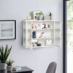 Moderner 2-türiger Wandschrank von Okak mit 3-stufigem Stauraum und Glastüren für Eingangsbereich, Esszimmer, Wohnzimmer oder Küche