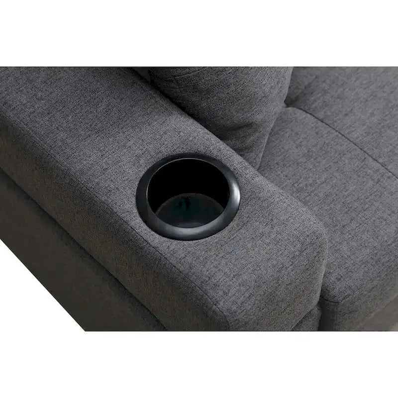 Ecksofa für das Wohnzimmer mit L-förmiger Chaiselongue und Getränkehalter