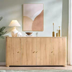 Kitchen Buffet Sideboard Cabinet with 4 Doors and Shelves, Modern Large Sideboard Buffet Storage Cabinet, 66 Coffee Bar Storage Cabinet