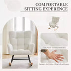 Nursery Rocking Chair, Living Room Glider Rocker for Breastfeeding, Comfy Accent Chairs for Bedroom, Plush Teddy Upholstered Armchairs Indoor