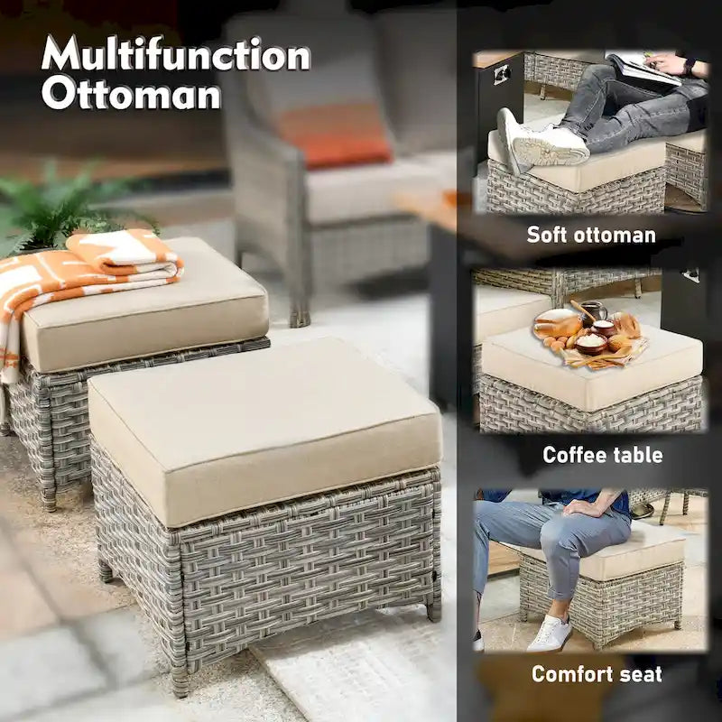 XIZZI 9-teiliges Outdoor-Gartenmöbel-Set mit drehbarem Sessel