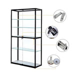 Contemporary Rectangular Black Glass Curio Cabinet