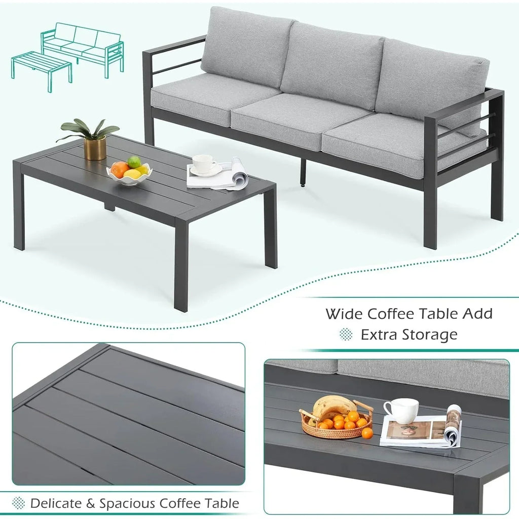AECOJOY 7-teiliges Aluminiummöbel-Set für die Terrasse, Outdoor-Sitzgruppe