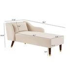 Modern Velvet Chaise Lounge Chair, Upholstered Arm Chaise Lounge with Curved Armrest, Sleeper Lounge Sofa Couch for Bedroom Office Living Room