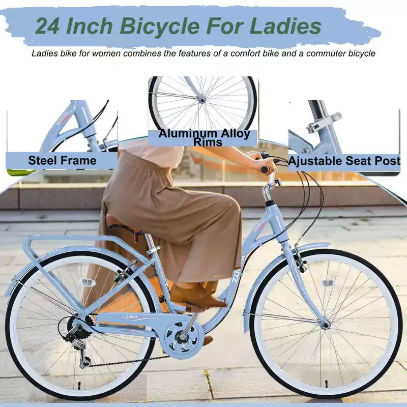 Zeus & Ruta damesfiets van 24 inch met 7 versnellingen en stalen frame