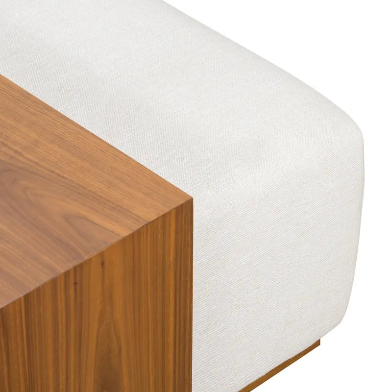Pouf Poly & Bark Jarmo avec table en noyer réglable – véritable cuir italien pleine fleur