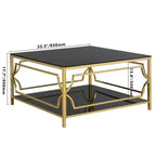 Quadratischer Couchtisch von Merax mit schwarzer oder transparenter Glasplatte und zweistöckigem Ablagefach