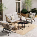 Ensemble de terrasse en rotin tressé GRANDPATIO de 5 pièces avec causeuse
