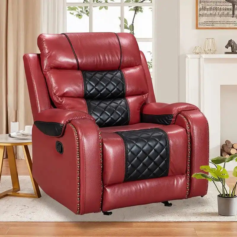 Ruime relaxfauteuil van kunstleer in Amerikaans design voor de woonkamer