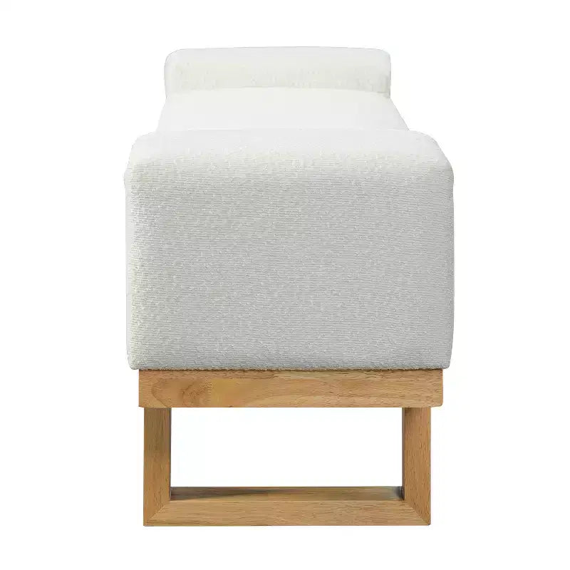 Christopher Knight Home Paulina moderne Sitzbank aus Gummibaumholz mit Bouclé-Polsterung
