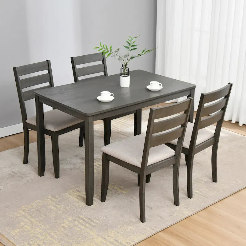 Ensemble de 4 chaises de salle à manger en bois avec dossier à barreaux