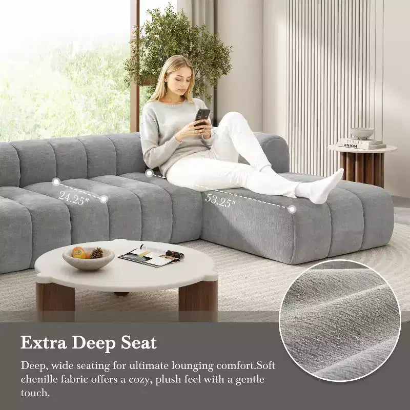 Christopher Knight Home Keri 122 modernes L-förmiges Ecksofa aus hochelastischem Schaumstoff mit niedriger Rückenlehne