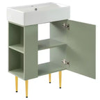 Meuble-lavabo de salle de bains blanc de 21,6, ensemble meuble, meuble de rangement de salle de bains, lavabo simple en céramique, rangement à gauche