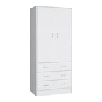 Moderner zweitüriger Kleiderschrank mit 3 Schubladen und 1 Kleiderstange fürs Schlafzimmer