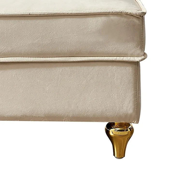 Fauteuil méridienne élégant français en velours avec revêtement rembourré et rangement, avec coussin