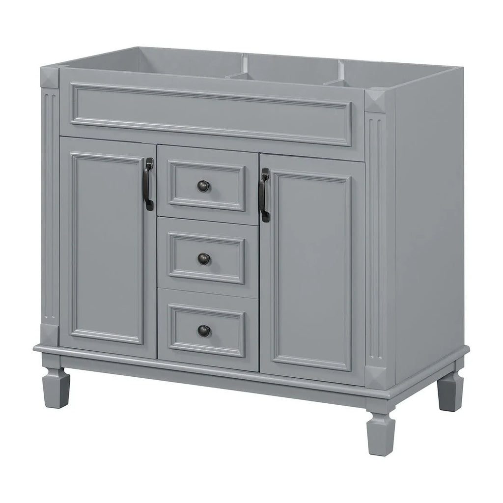 Meuble-lavabo moderne de salle de bains de 36 po avec vasque sur plan, armoire à miroir, 2 portes et 2 tiroirs