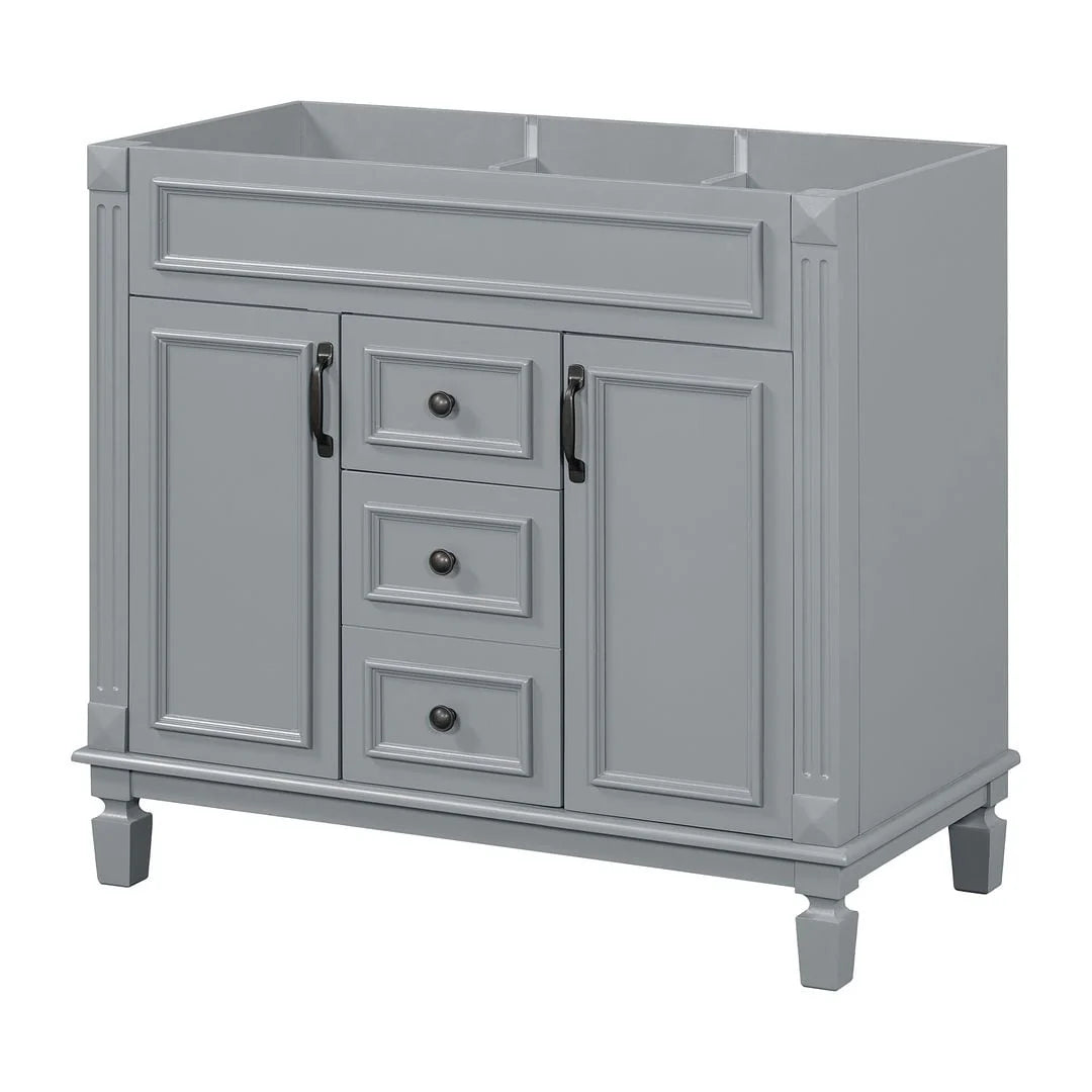 Meuble-lavabo moderne de salle de bains de 36 po avec vasque sur plan, armoire à miroir, 2 portes et 2 tiroirs