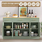 Buffet de rangement Celebalcony, grand meuble de cuisine de 53,4 pouces avec 3 tiroirs et 4 portes, étagère réglable pour la cuisine et le salon