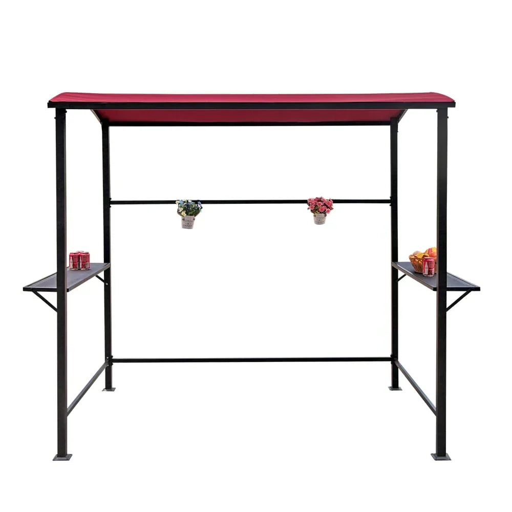 Buitenpaviljoen met grilloverkapping van 5 ft x 8 ft, stalen frame, barbecuebeschutting