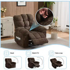 Manueller Relaxsessel, ergonomischer Relaxsessel aus atmungsaktivem Stoff mit Seitentaschen, Einzelsessel, geeignet für Wohnzimmer und Schlafzimmer