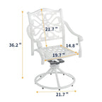 Ensemble de salle à manger de patio en aluminium moulé en 5 pièces avec 4 chaises pivotantes