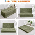 SunnyFurn 6 inch drievoudig vouwmatras en slaapbank, 75 x 54,3 inch, opvouwbaar logeerbed van schuim met gecapitonneerd corduroy, draagbaar voor kamperen, woonkamer en slaapkamer