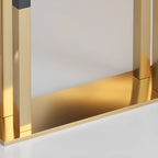 Luxury Rectangle Wooden Bar Table Gold Sled Base for Dining