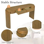 Merax Modern Oval-Top Console Table with Fluted Curved Legs & Dual Hidden Drawers