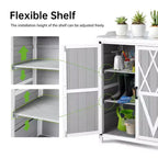 Armoire de rangement extérieur, établi de rempotage – poste de travail de jardin en bois imperméable avec plateau galvanisé, étagères réglables pour cour, terrasse ou pelouse