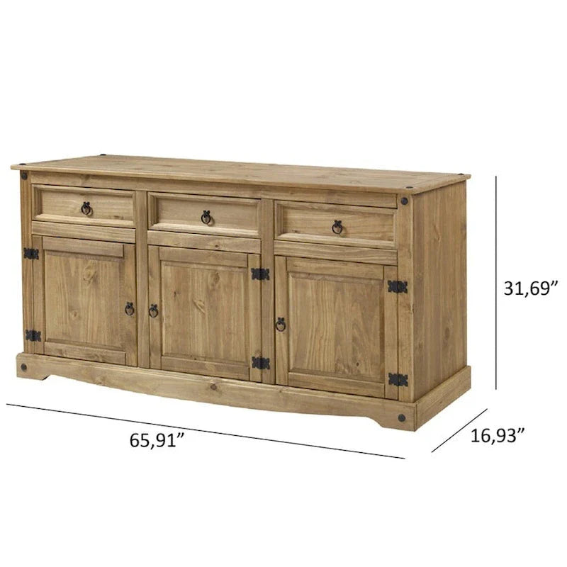 Buffet bahut en bois de 65 pouces, style ferme – Collection Corona