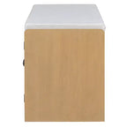 Banc de rangement rustique en bois Whisen, banc à chaussures pour entrée avec coussin amovible et étagères réglables