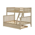 Max & Lily Bunk Bed Twin over Full with Trundle, Solid Wood Scandinavian Style Bunk Beds for Kids