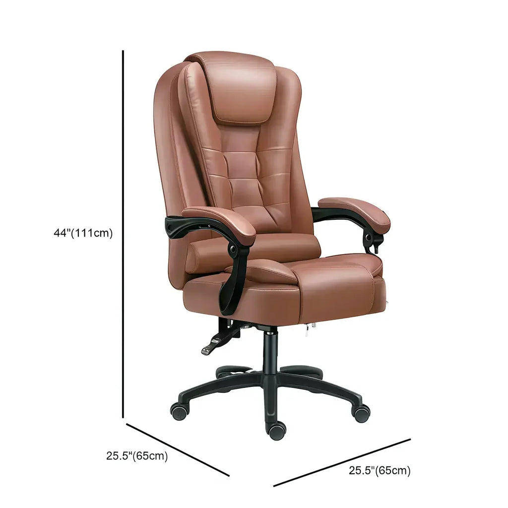 Ergonomischer schwarzer Drehbürostuhl aus Leder mit Fußstütze