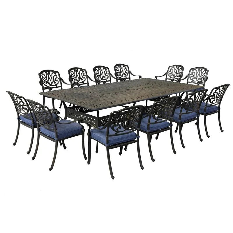 13-teiliges Esszimmer-Set aus Aluminium in Gunmetal von Havenside Home, Manasquan