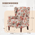 Erommy moderne accentstoel, fauteuil met hoge rugleuning, gestoffeerde stoffen fauteuil met knopen en houten poten voor de woonkamer