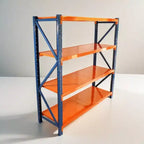 Étagères de garage robustes VIYET, rayonnage métallique réglable à 4 niveaux d’une capacité de 4 400 lb, rangement industriel bleu et orange pour magasin commercial, outils et salle de sport
