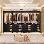 Besiost Set of 4 Closet Organizer with Wooden Drawers and Hanging Rods